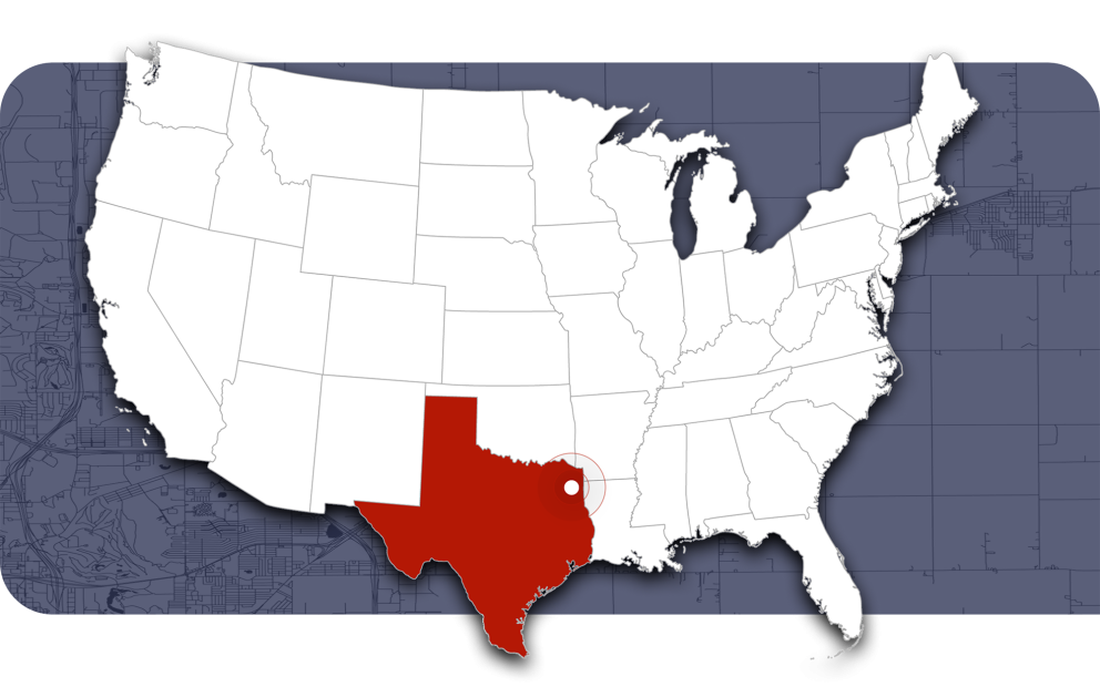 United States map with Texas highlighted