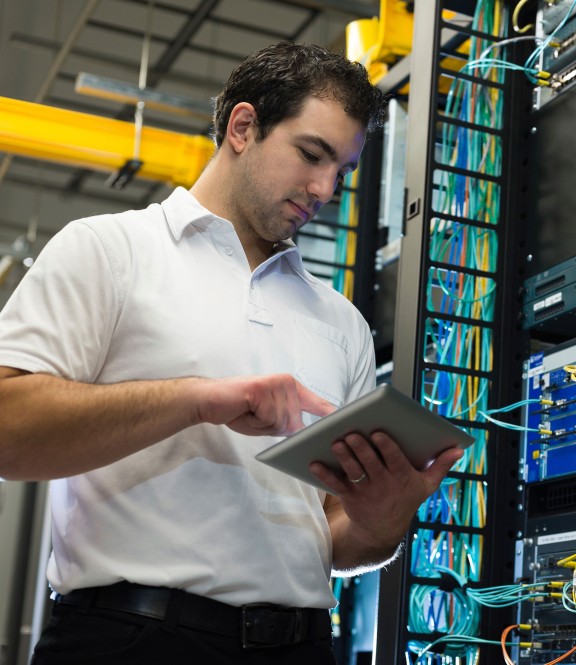 Man checking network status